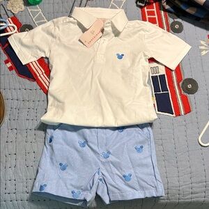Smockingbird Kids Polo Shirt with shorts. Disney World! Size 5